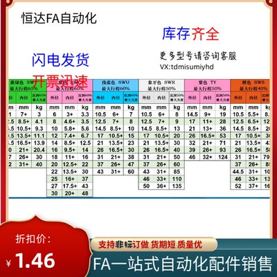 矩形弹簧YSWL-D14-L15 L20 L25 L30 BL35 L40 L45 L50 L55 L60 L6