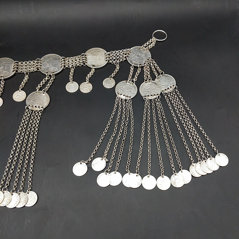 少数民族苗侗寨民族风复古手工苗银长款项链毛衣R链多用途针筒腰