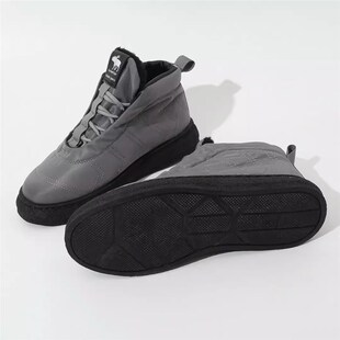 巨保暖!冬季新品男士户外加绒一脚蹬帆布棉鞋休闲半高帮鞋男鞋潮