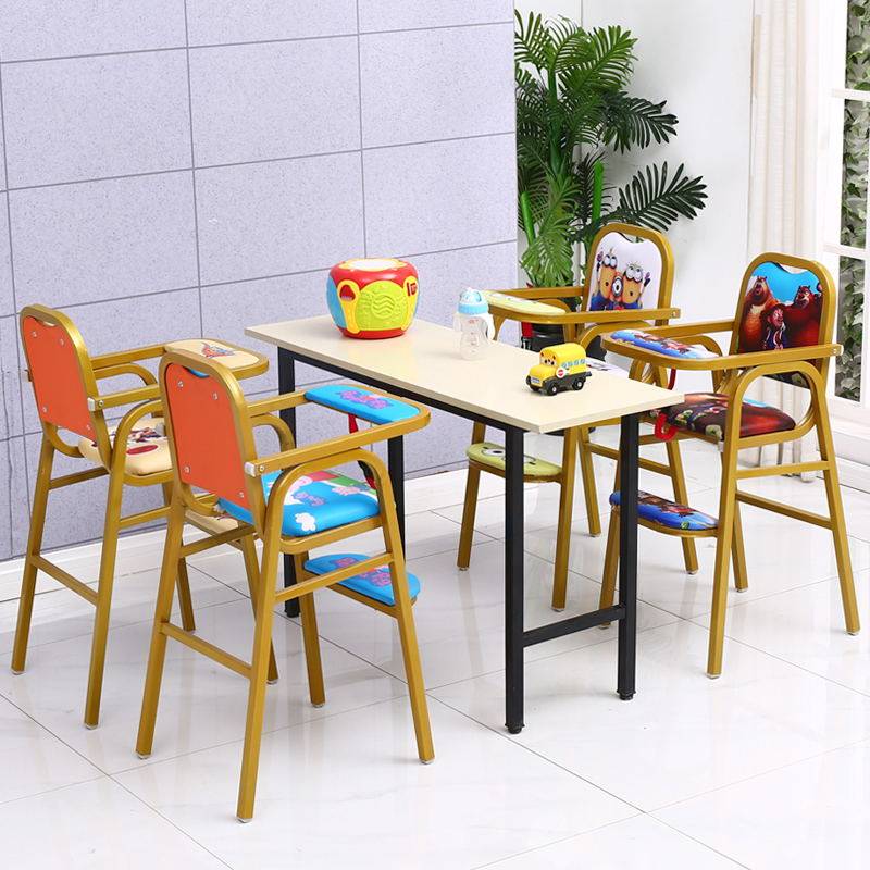 宝宝餐椅儿童餐桌椅家用酒店专用主题风高凳卡通铁椅子bb