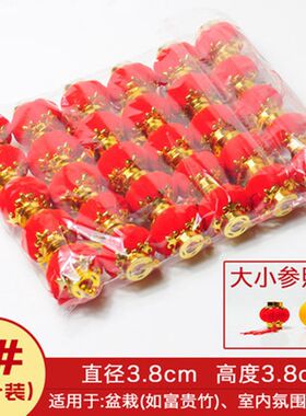 大红植绒小灯笼串 盆景x挂饰户外中式春节喜庆连串小灯笼装饰