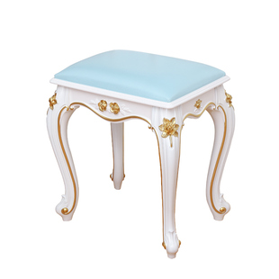 美式欧式凳子仿实木化妆凳梳妆台椅子白色卧室现代简约美甲凳家用