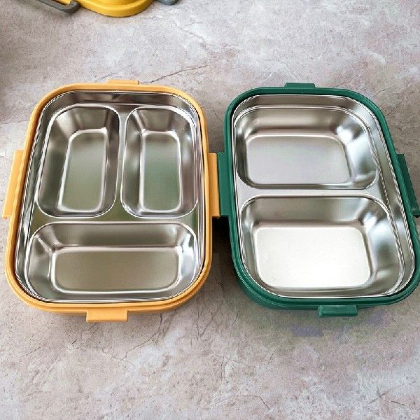 新品304 Stainless Steel Lunch Box Portable Grids Bento Box