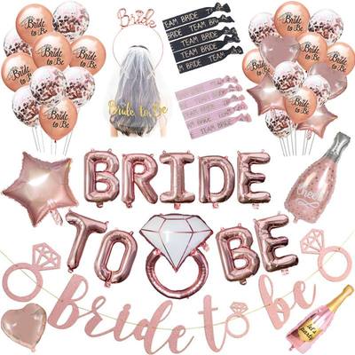 推荐Team Bride To Be Rose Gold Balloons Banner Wedding Decor