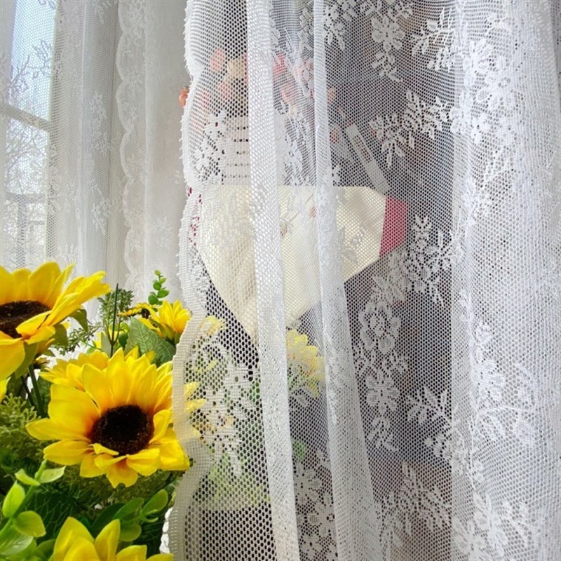 美式北欧法式蕾丝窗纱经编提花阳台纱帘门帘玫瑰花园窗纱成品