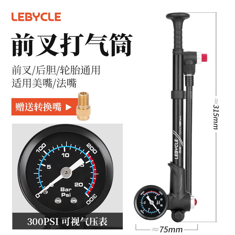 小众高货乐百客 山地车前叉打气筒避震气叉后胆300PSI高压便携式图片