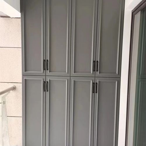 太空铝阳台储物柜铝合金落地柜阳台收纳置物一门到顶铝合金储物柜