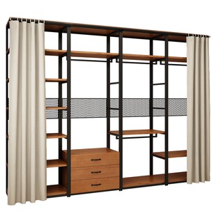 纯实木衣柜新款2024爆款卧室家用衣橱金属铁艺钢架结构定制衣帽间