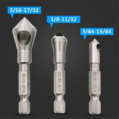 3Pcs/set HSS 4241 Countersink Bit Deburring Drill Bits Tappe