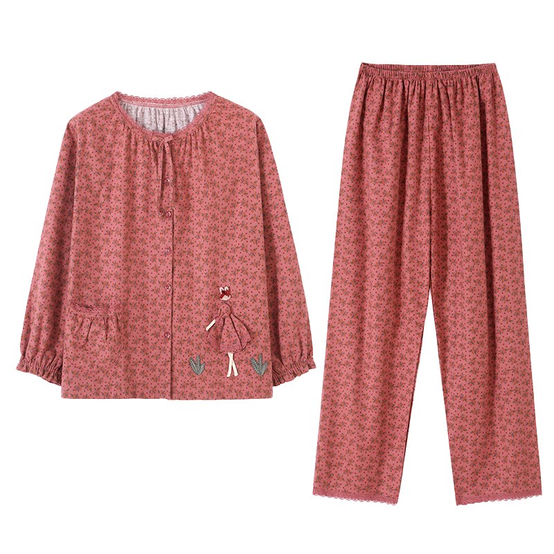 睡衣女春秋长袖套装2024新款秋季中年妈妈薄款夏天大码家居服