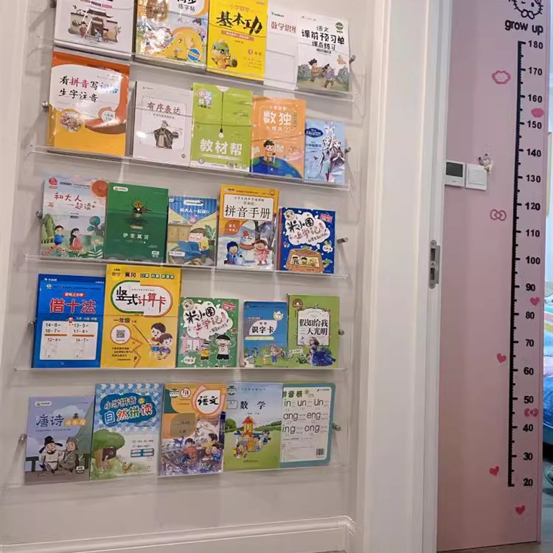 儿童绘本架杂志黑胶唱片架压克力壁挂墙上门后透明展示收纳图书架