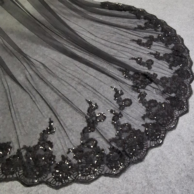 速发Real Photos Black Long Wedding Boleros Bling Sequins Lac