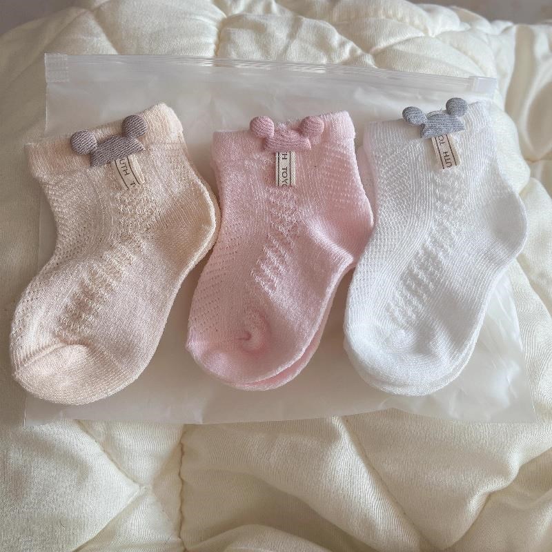 新生儿袜子宝宝儿童夏季防蚊薄款婴幼儿无骨超萌可爱中筒短袜