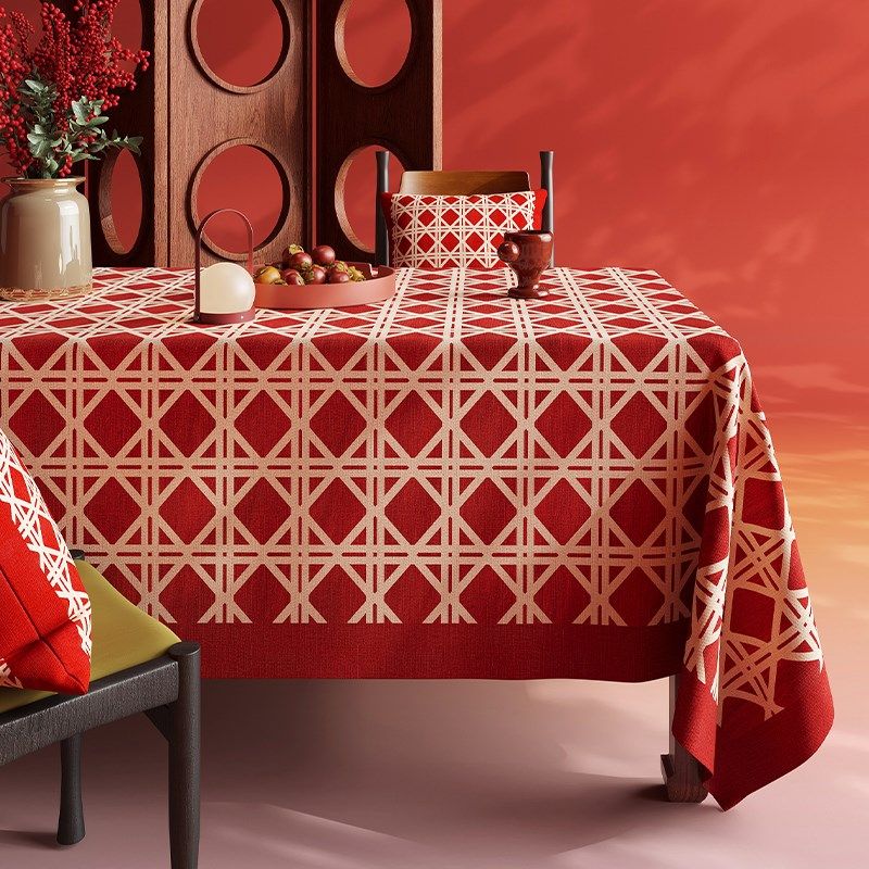中式桌布新年喜庆防水餐桌布过年家用氛围感红色客厅茶几台布2025,居家布艺,桌布,淘宝优惠券,粉丝福利购,淘宝优惠卷