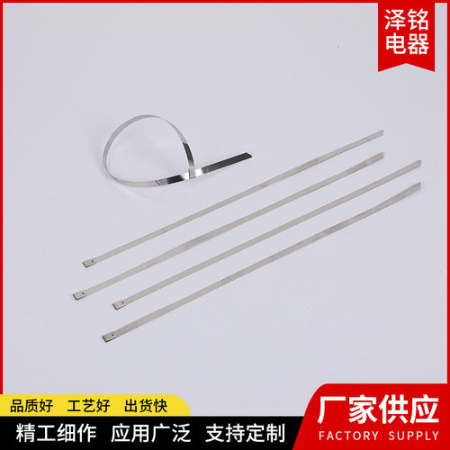 316/304不锈钢扎带4.6mm*15D0自锁式扎带捆绑带抗腐蚀阻燃金属扎