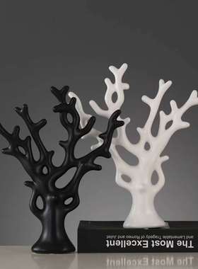 北欧创意家居摆件陶瓷情侣象玄关客厅电视柜书桌黑白天鹅装饰品