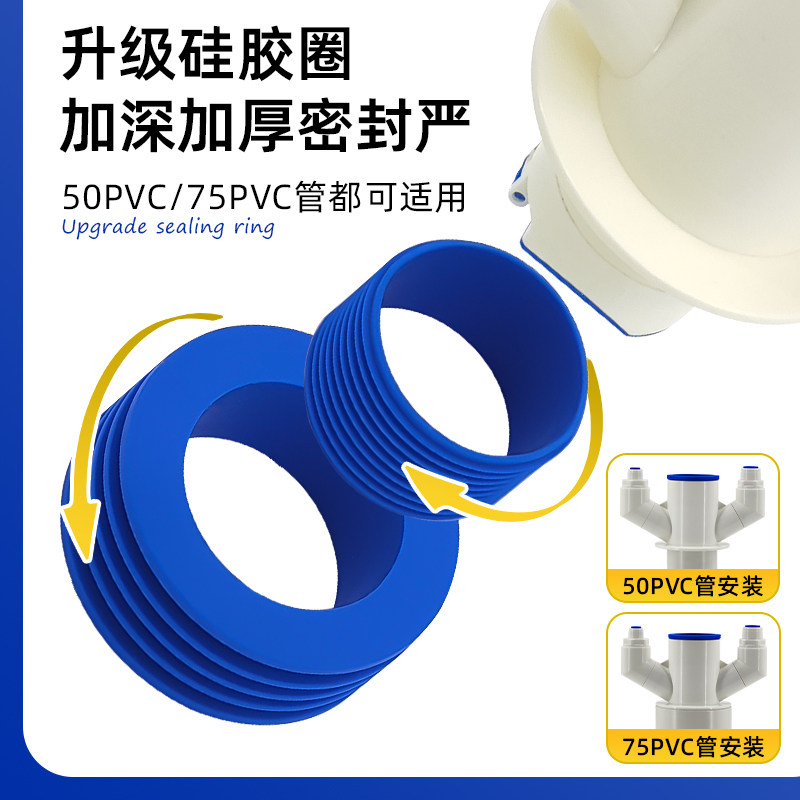 郎奇厨房下水三通分流器多设备防臭防溢水集成下水器5W0/75管通用