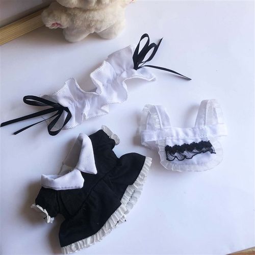 娃衣20cm10厘米棉花娃娃衣服无属性超萌裙子黑白女仆装公仔套装