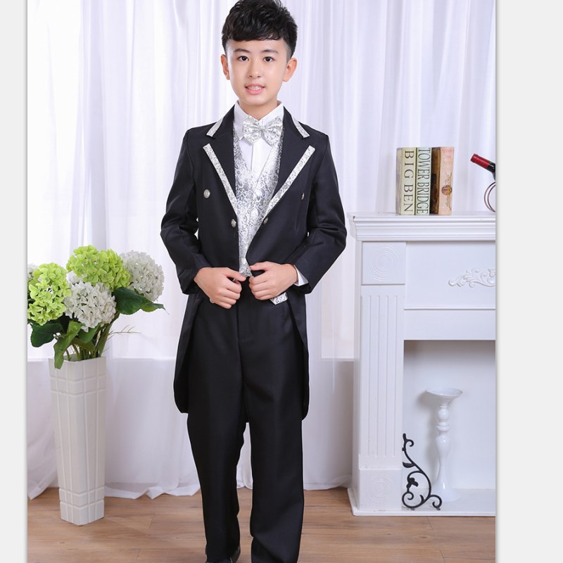 六一儿童燕尾服钢琴演奏男童舞台主持礼服套装演出服结婚花童