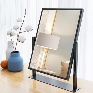 方形化妆镜台式桌面梳妆镜镜子折叠宿舍学生美妆镜双面可翻转调节