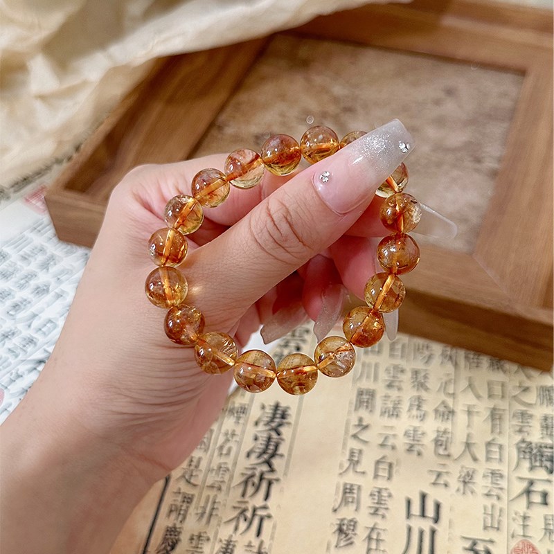 天然黄塔晶水晶手串招财转运旺事业黄发晶招女生手链饰品情人礼物