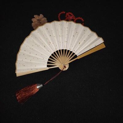 XS4Y文玩扇折扇6寸5寸15方手工水磨玉J竹迷你空白小扇子题字扇手