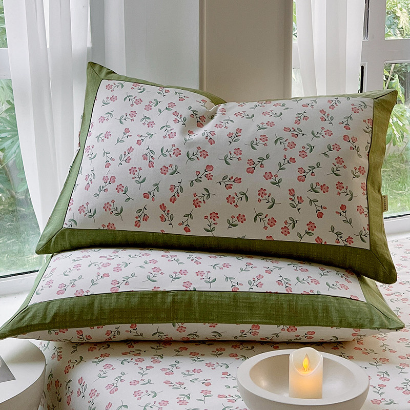 速发全棉老粗布枕头套一对装夏季家用100纯棉枕套48x74cm枕芯内i.