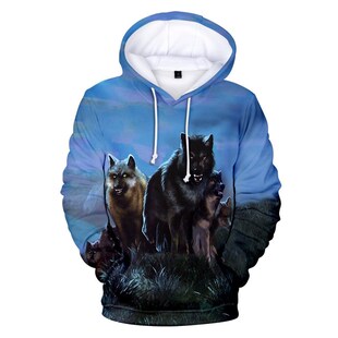 3 To 14 Years Kids Hoodies Ice Fire Wolf 3D Printed Hoodie S