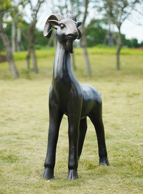 室外摆件大型草坪景区玻璃钢雕塑模型仿铜山羊园T林摆设景观装饰