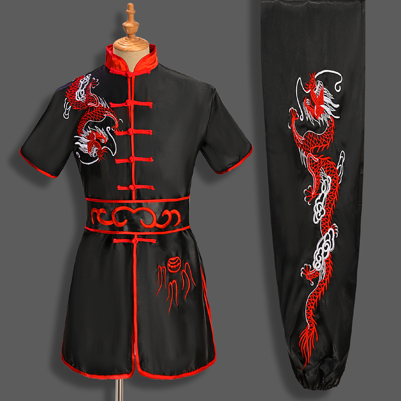 练武术服长c拳表演服刺绣龙儿童青少年比赛服装训练功夫男女中国
