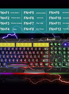 Shipadoo K620 Wired Keyboard, Colorful Crack Backlit Gaming