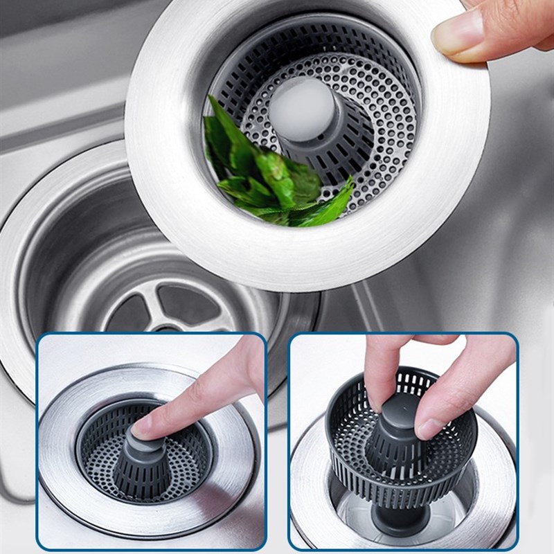 不锈钢厨房水槽弹跳芯下水器洗碗池过滤网提篮洗菜盆堵水盖漏水塞