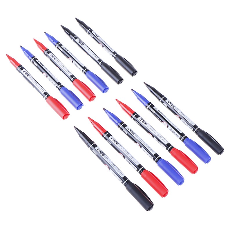 3Pcs/pack Twin Tip Permanent Markers, Fine Point, ( Black, B