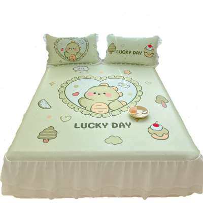 夏天牛奶丝凉席床裙款三件套夏季冰丝凉席凉感冰席可折叠软床垫子,床上用品,冰丝席,淘宝优惠券,粉丝福利购,淘宝优惠卷