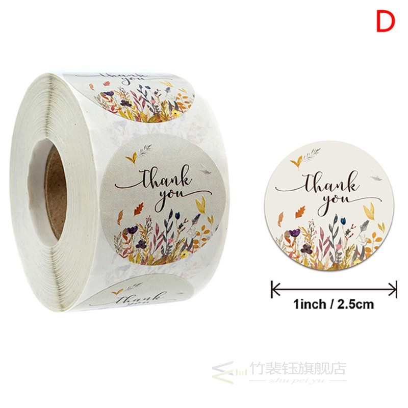 速发推荐New 500Pcs/roll Floral Thank You Sticker适用于 seal