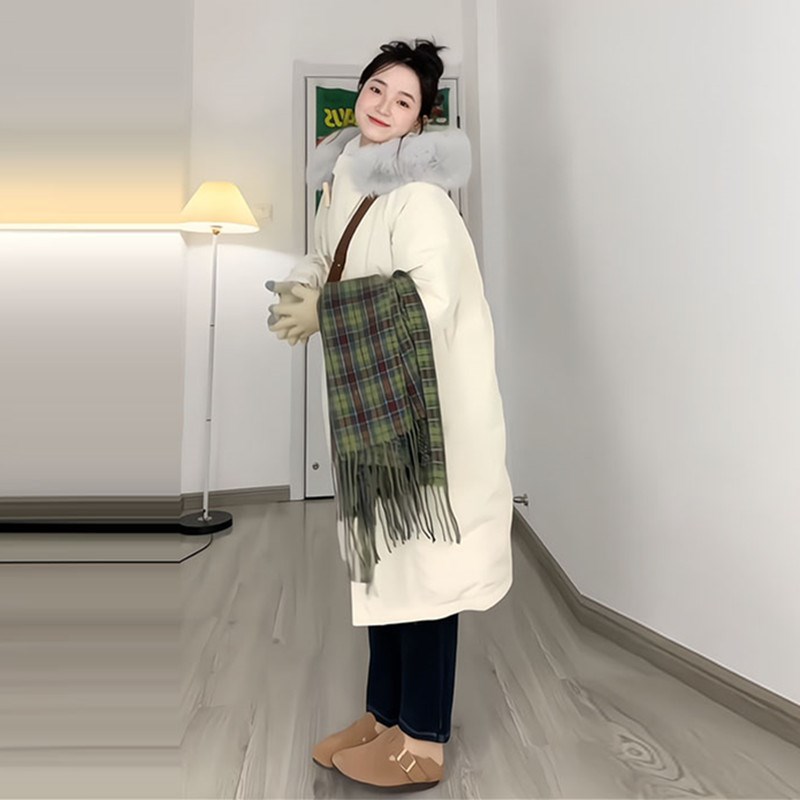 高级感中长款大毛领羽绒棉袄女2024年冬季新款U超好看洋气棉服