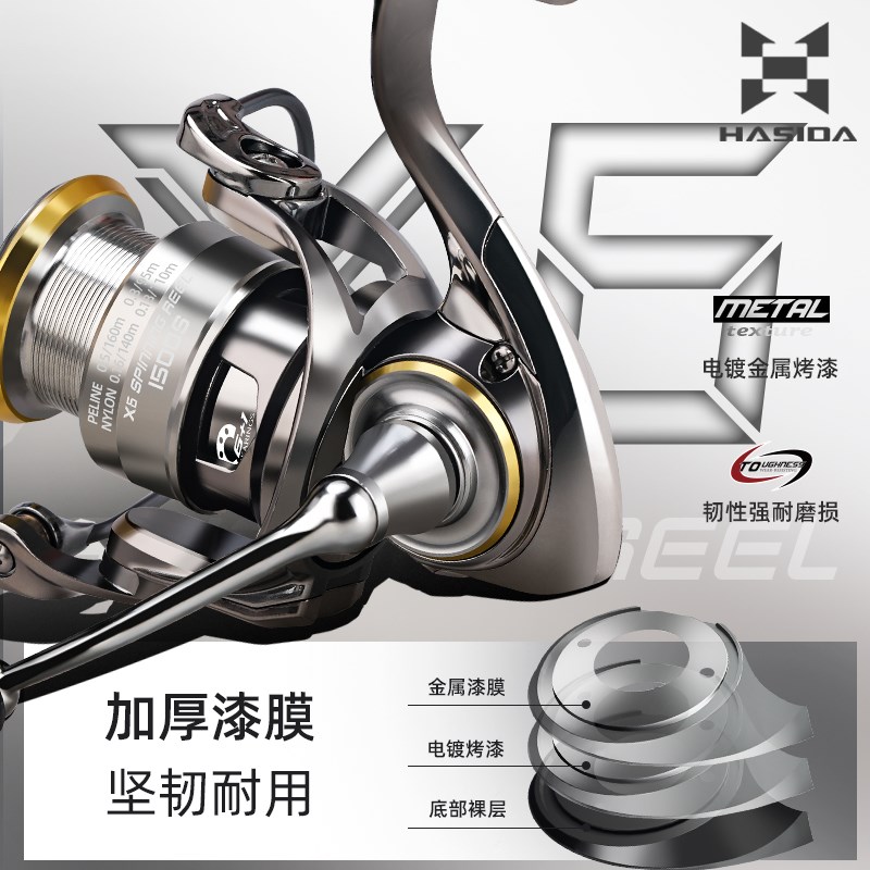 哈斯达X6纺车轮金属远投斜口浅线杯F路亚轮矶钓海钓微物路亚鱼线
