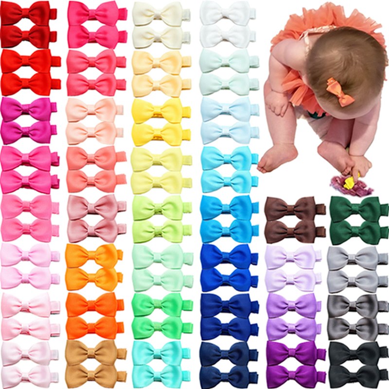 速发10pcs/lot Solid Color Grosgrain Ribbon Bowknot Kids Hair