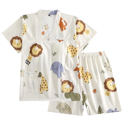 汗蒸服胸垫款女款韩版可u爱亲子服居家服汤泉桑拿服洗浴服睡衣
