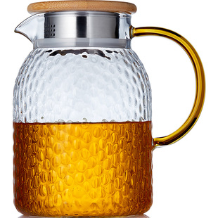 悦物玻璃茶壶套装 大容量家用玻璃水壶泡茶器耐高温大号锤纹花茶壶