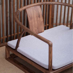 九间房新中式 矮禅椅黑胡桃木实木榻榻米茶室靠背椅打坐冥想参禅