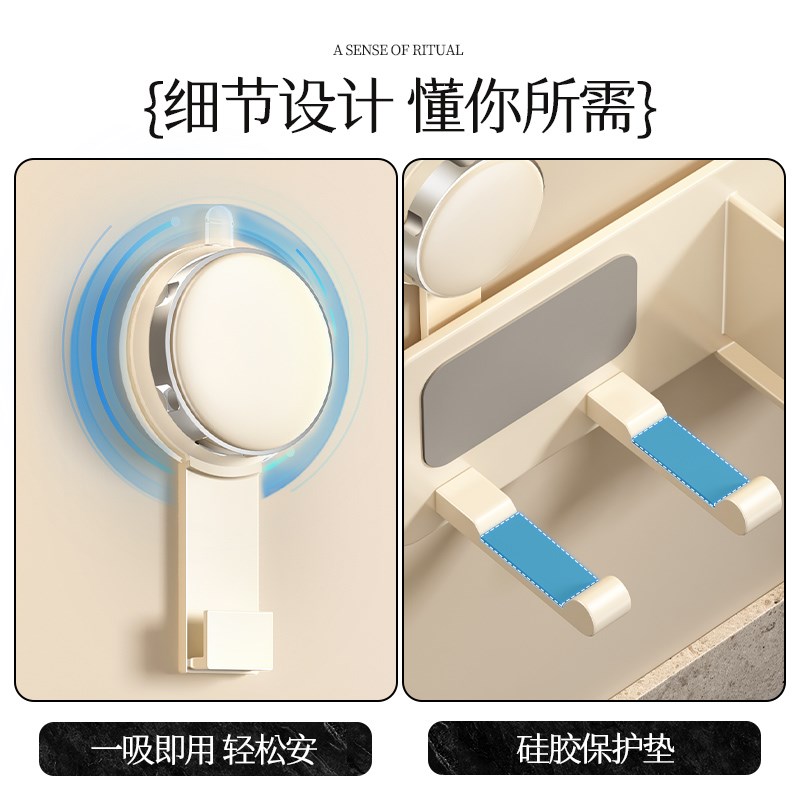 轻奢吸盘吹风机置物架太空铝免打孔卫生间电吹风筒支架浴室挂架子