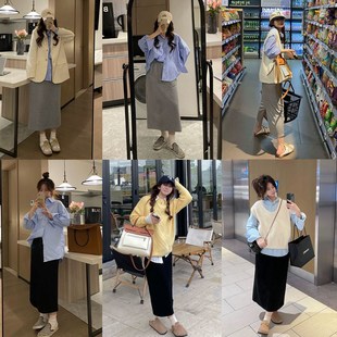 遮胯显瘦黑色后开叉直筒长裙子夏季 外穿大码 夏装 孕妇半身裙中长款