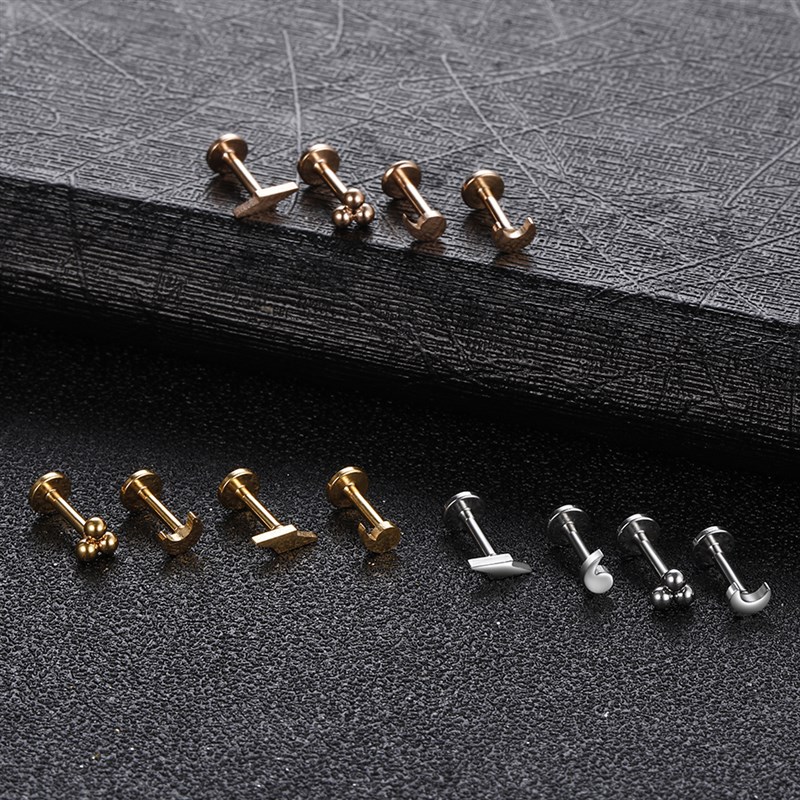 1Pc Stainless Steel Tragus Piercing Oreja Moon Lightning