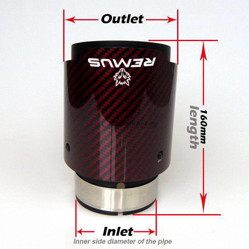 Glossy Red  Carbon Fiber Stainless steel Universal Automobil