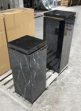 天然黑白根大理石摆件底座酒店别墅玄关装饰石材柱子雕塑台定制