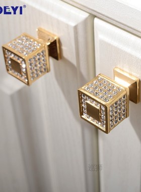 Super Luxury 24K Real Gold Czech Crystal Drawer Cabinet Knob