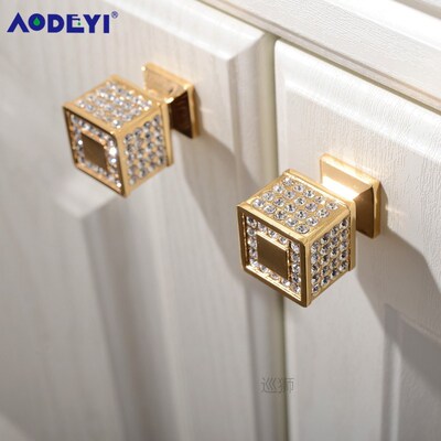 Super Luxury 24K Real Gold Czech Crystal Drawer Cabinet Knob