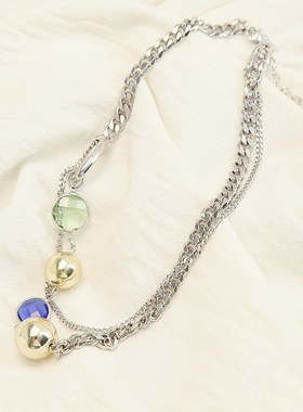 夏日串珠设计感项链甜酷女花朵少女辣妹锁骨链冷淡风项链配饰