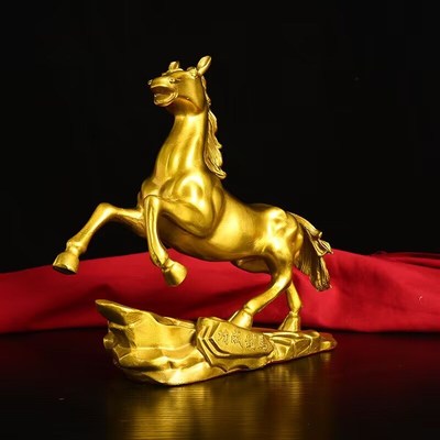 全铜马到成功摆件家居客厅玄关装饰办公室工艺品铜马跃马送礼中式